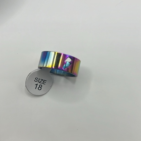 Stainless Steel Metallic Rainbow Ring Band Size 7 - Picture 5 of 8